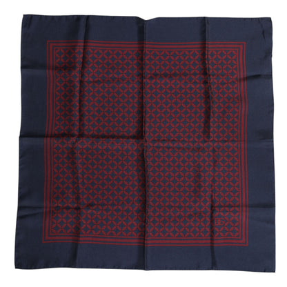 Dolce &amp; Gabbana Red Blue Printed Silk Square Men Foulard Scarf