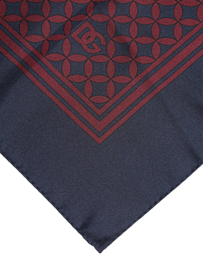 Dolce &amp; Gabbana Red Blue Printed Silk Square Men Foulard Scarf