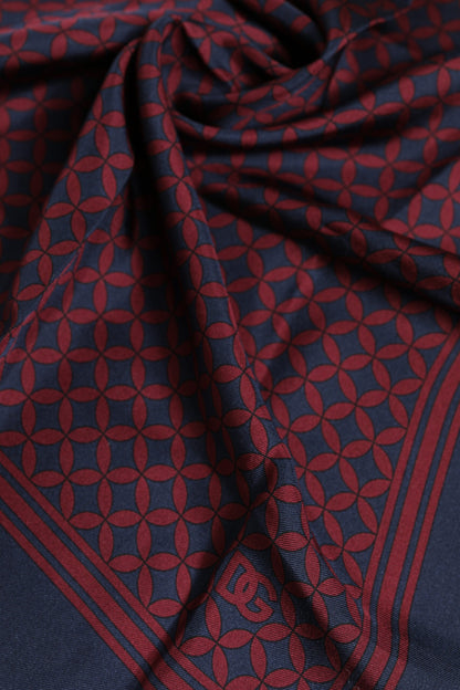 Dolce &amp; Gabbana Red Blue Printed Silk Square Men Foulard Scarf
