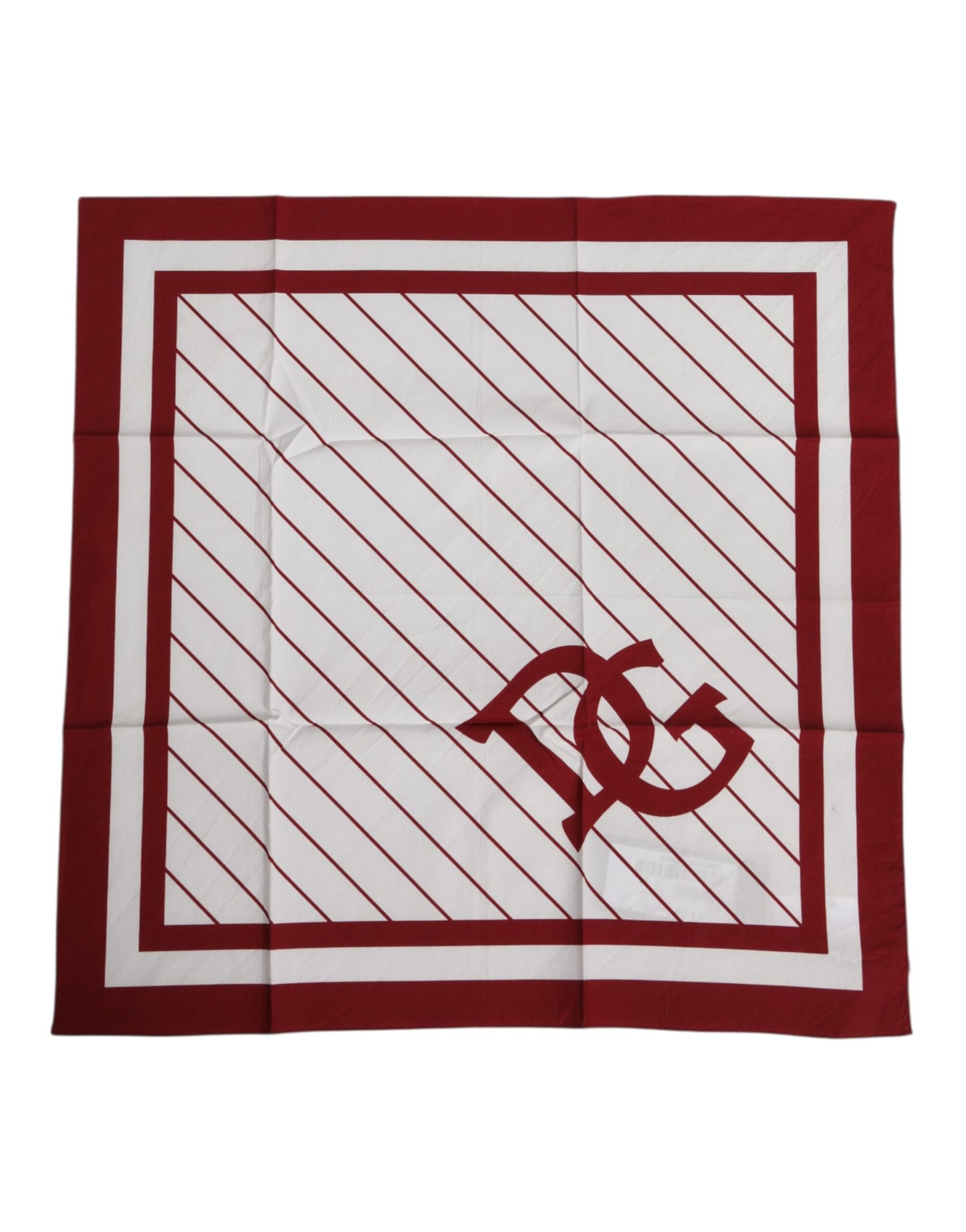 Dolce &amp; Gabbana White Red DG Logo Square Men Foulard Scarf