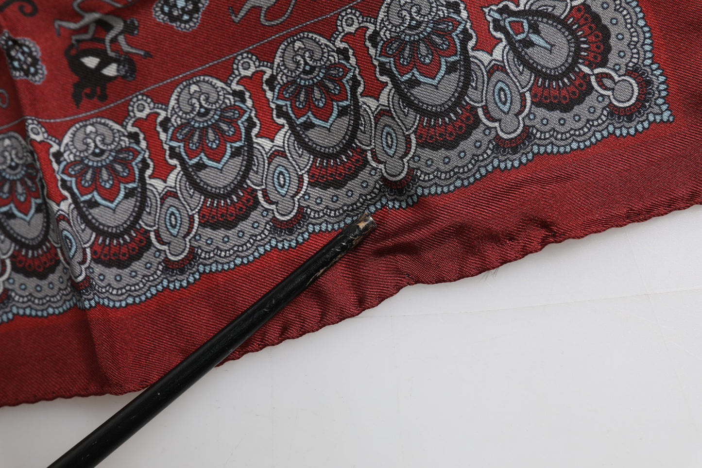 Dolce &amp; Gabbana Maroon Monkey Print Silk Square Foulard Scarf
