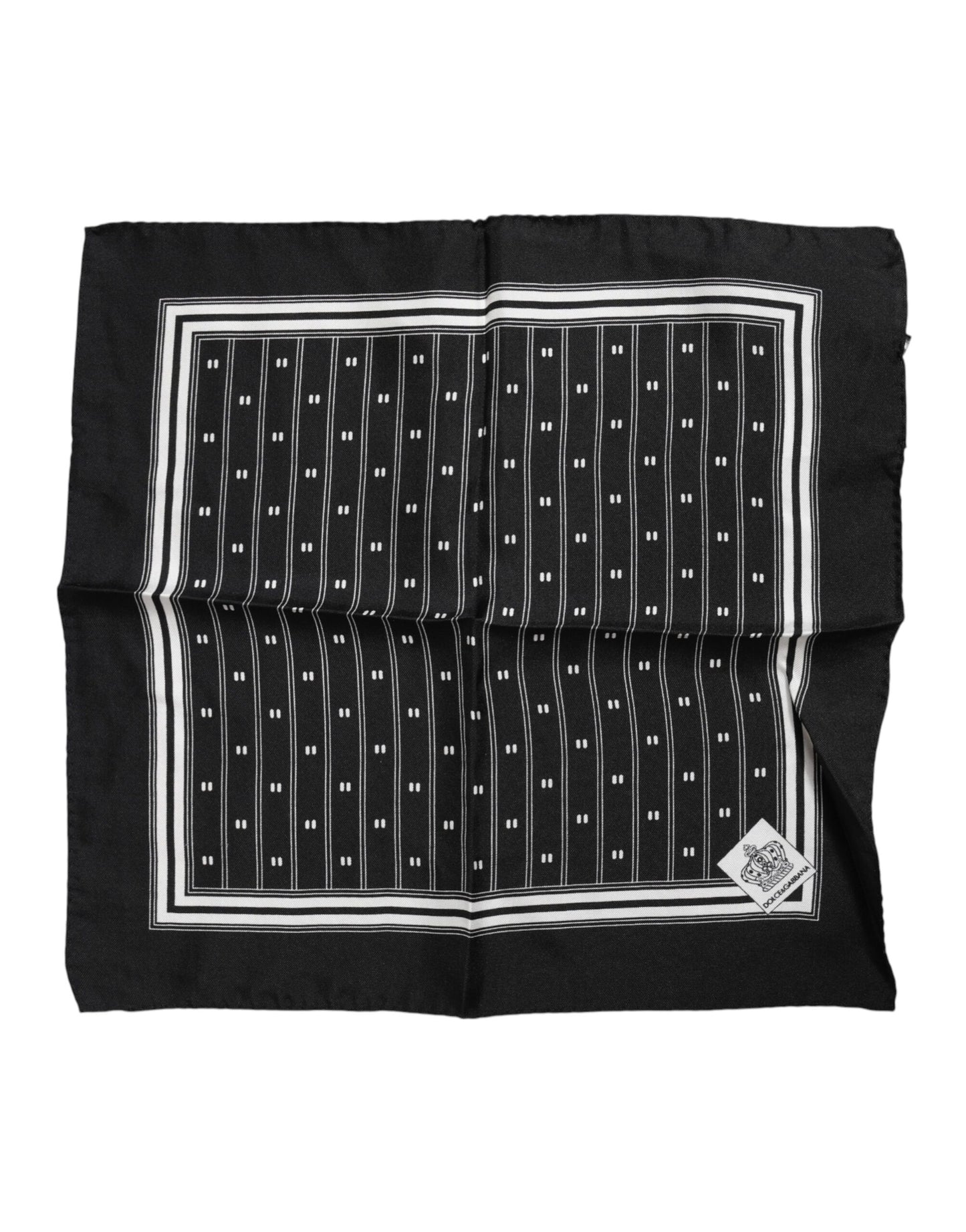 Dolce &amp; Gabbana Black White Printed Silk Square Foulard Scarf
