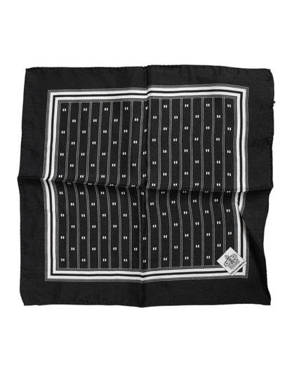 Dolce &amp; Gabbana Black White Printed Silk Square Foulard Scarf