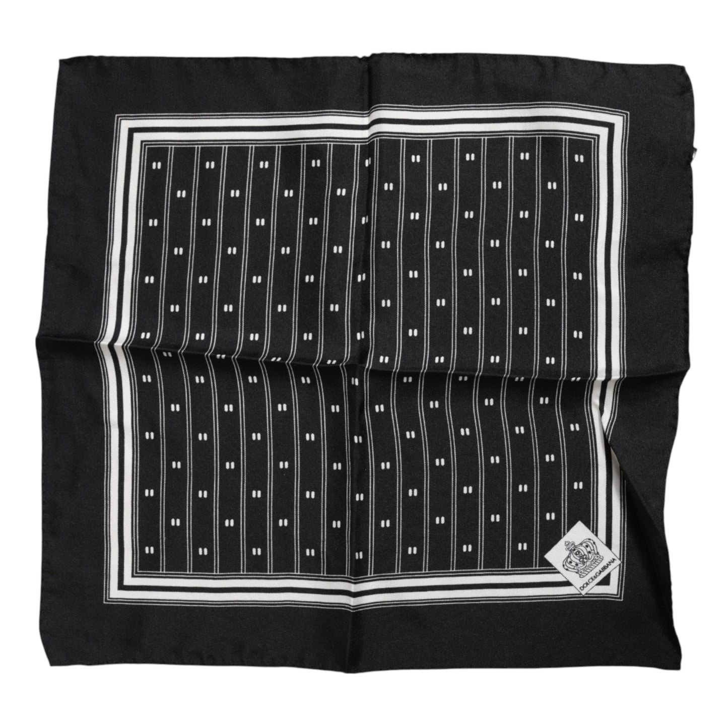 Dolce &amp; Gabbana Black White Printed Silk Square Foulard Scarf