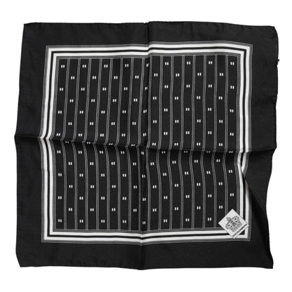 Dolce &amp; Gabbana Black White Printed Silk Square Foulard Scarf