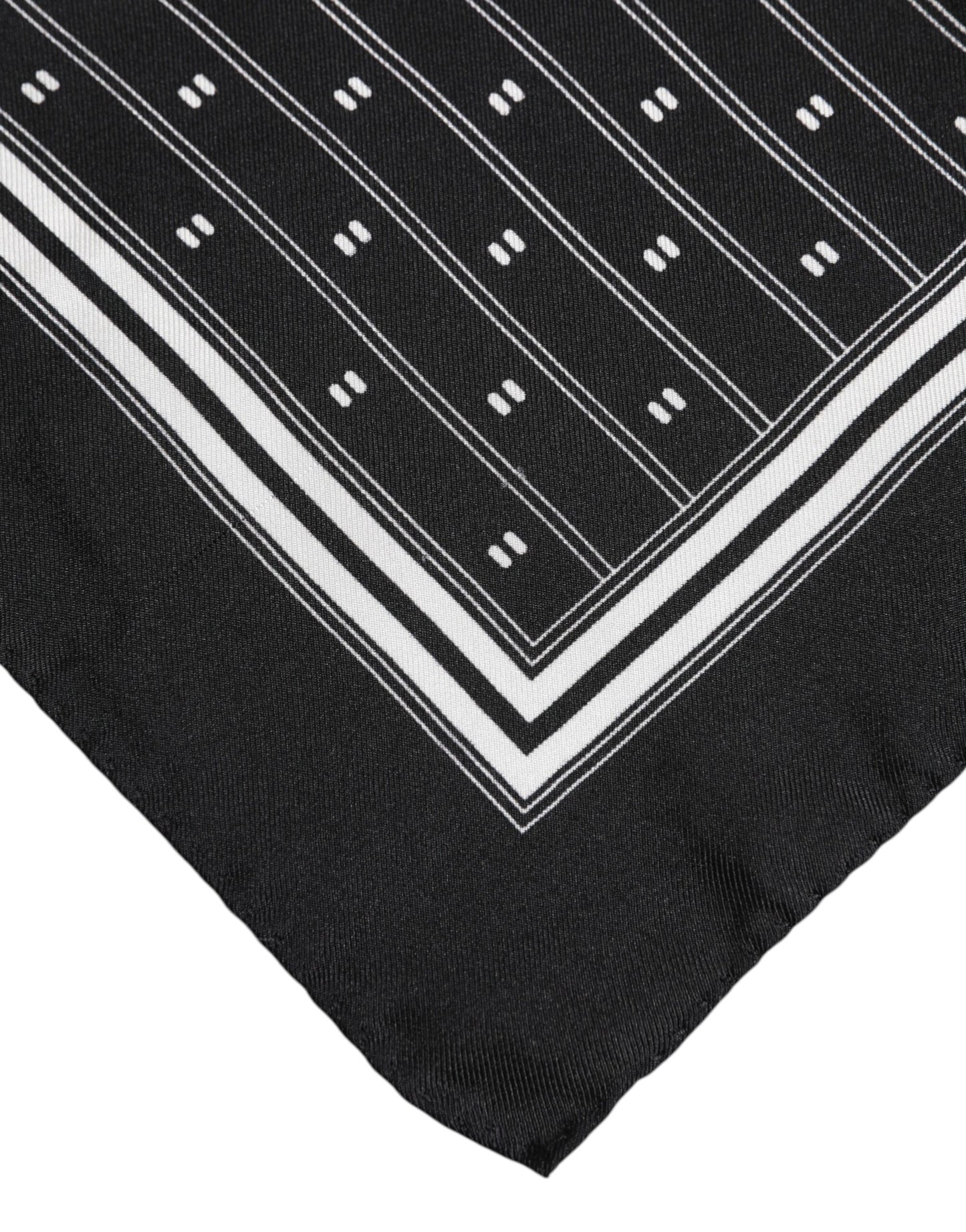 Dolce &amp; Gabbana Black White Printed Silk Square Foulard Scarf