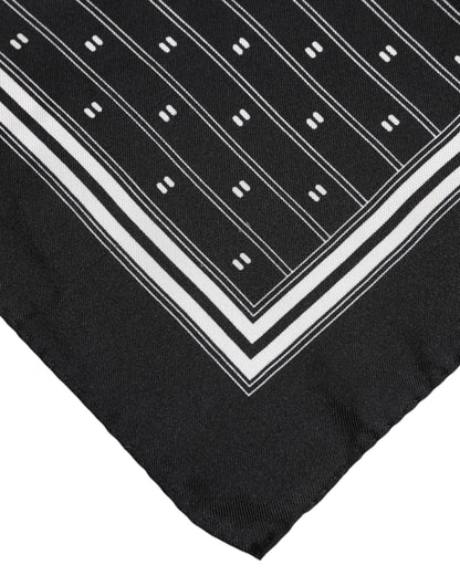 Dolce &amp; Gabbana Black White Printed Silk Square Foulard Scarf