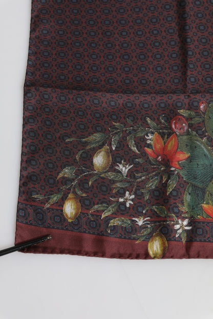 Dolce &amp; Gabbana Brown Peacock Print Square Men Foulard Scarf