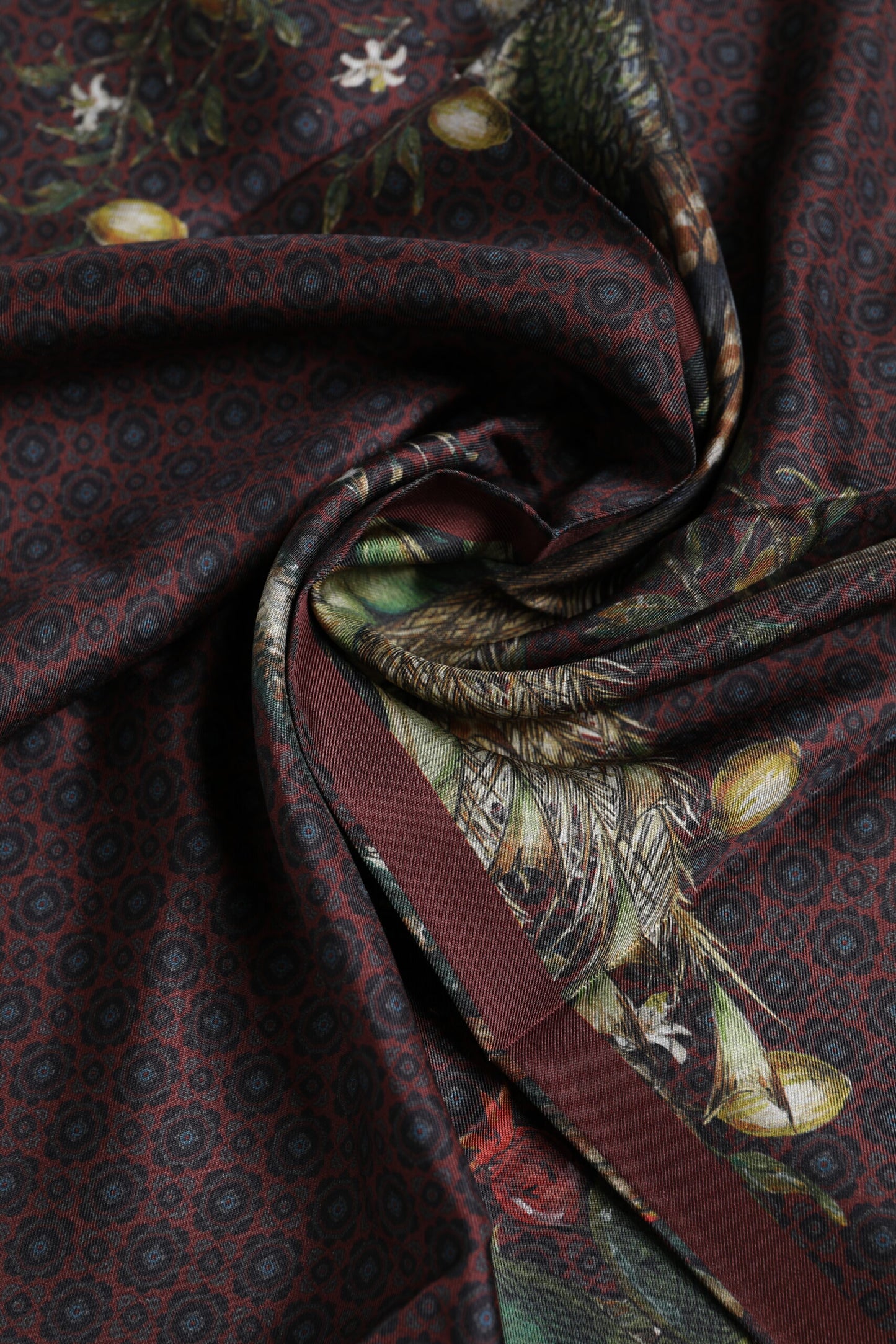Dolce &amp; Gabbana Brown Peacock Print Square Men Foulard Scarf