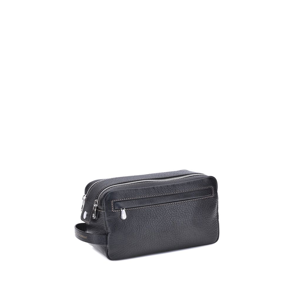 Trousse de toilette en cuir grainé Brunello Cucinelli