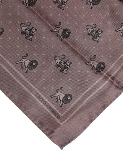 Dolce &amp; Gabbana Brown Animal Print Square Foulard Scarf