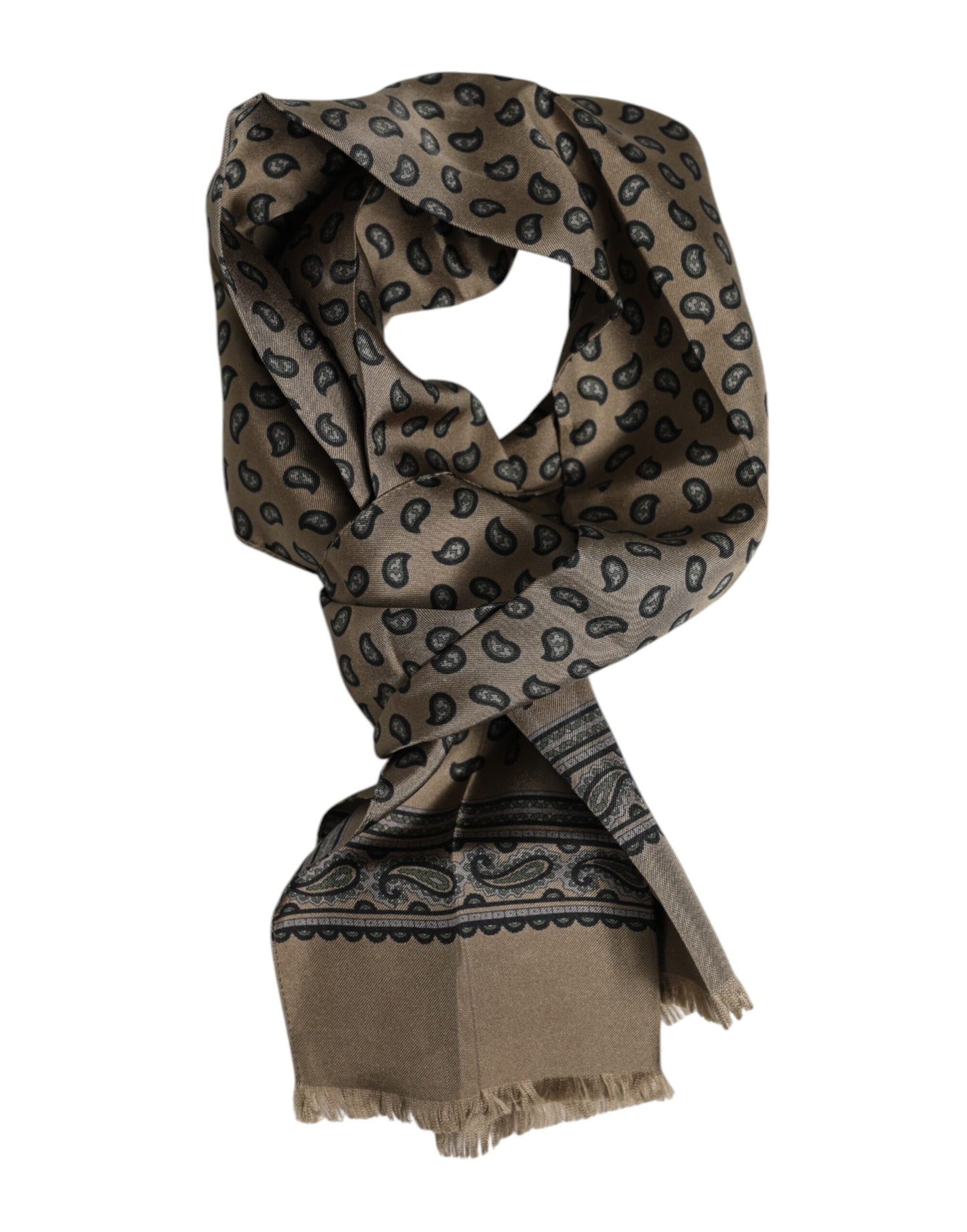 Dolce &amp; Gabbana Brown Printed Neck Warmer Men Foulard Scarf