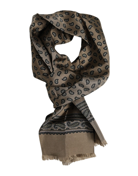 Dolce &amp; Gabbana Brown Printed Neck Warmer Men Foulard Scarf