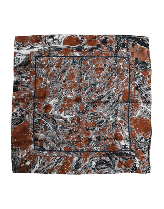 Dolce &amp; Gabbana Multicolor Marble Silk Square Foulard Scarf
