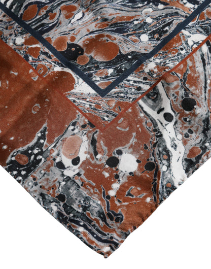 Dolce &amp; Gabbana Multicolor Marble Silk Square Foulard Scarf