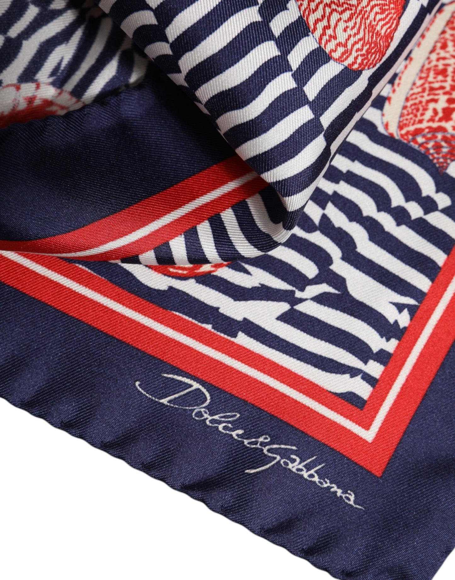Dolce &amp; Gabbana Multicolor Seashells Square Men Foulard Scarf