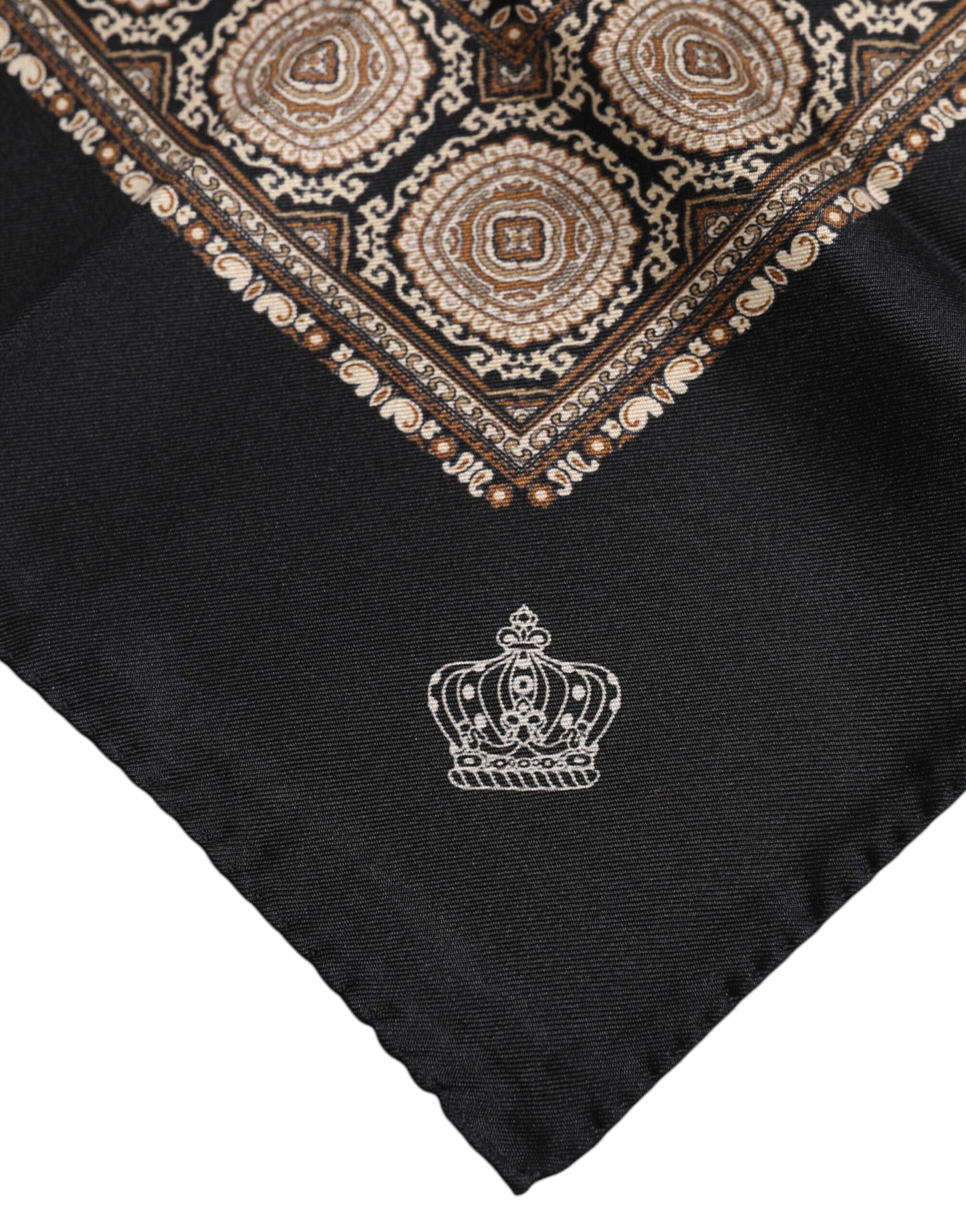 Dolce &amp; Gabbana Black Brown Patterned Square Foulard Scarf