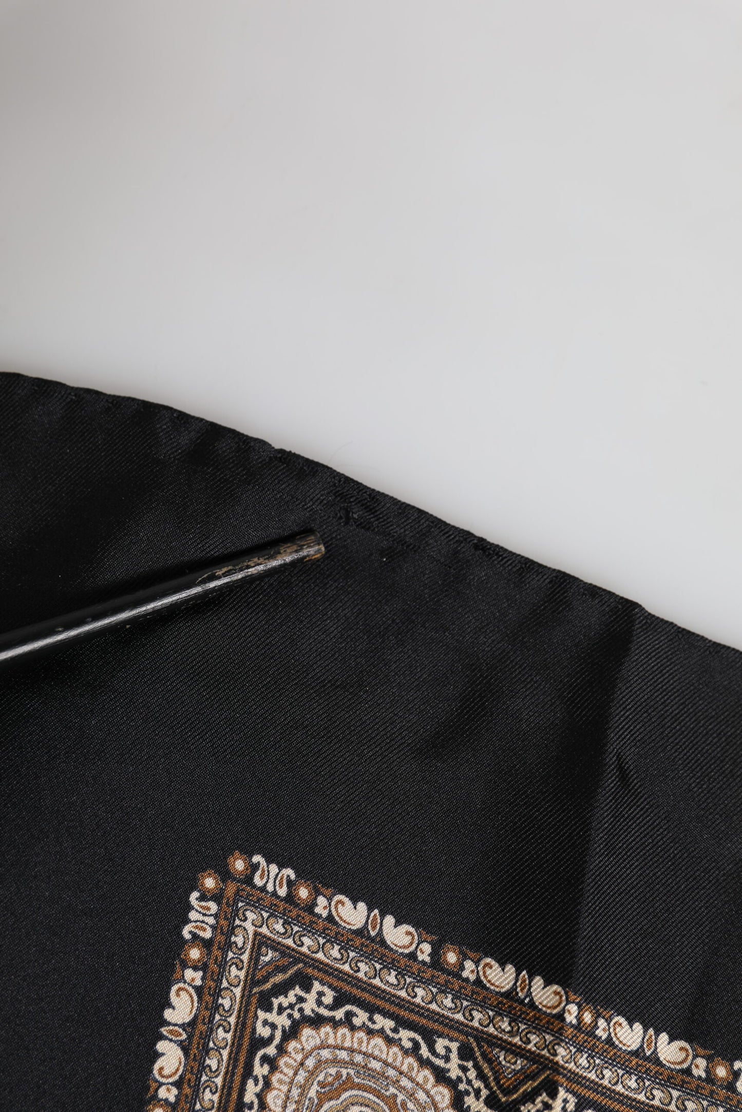 Dolce &amp; Gabbana Black Brown Patterned Square Foulard Scarf