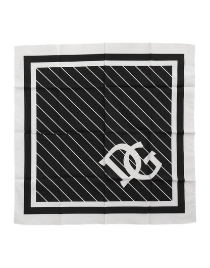 Dolce &amp; Gabbana Black White DG Logo Square Men Foulard Scarf