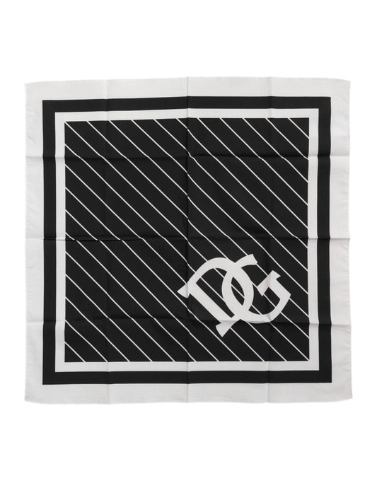 Dolce &amp; Gabbana Black White DG Logo Square Men Foulard Scarf