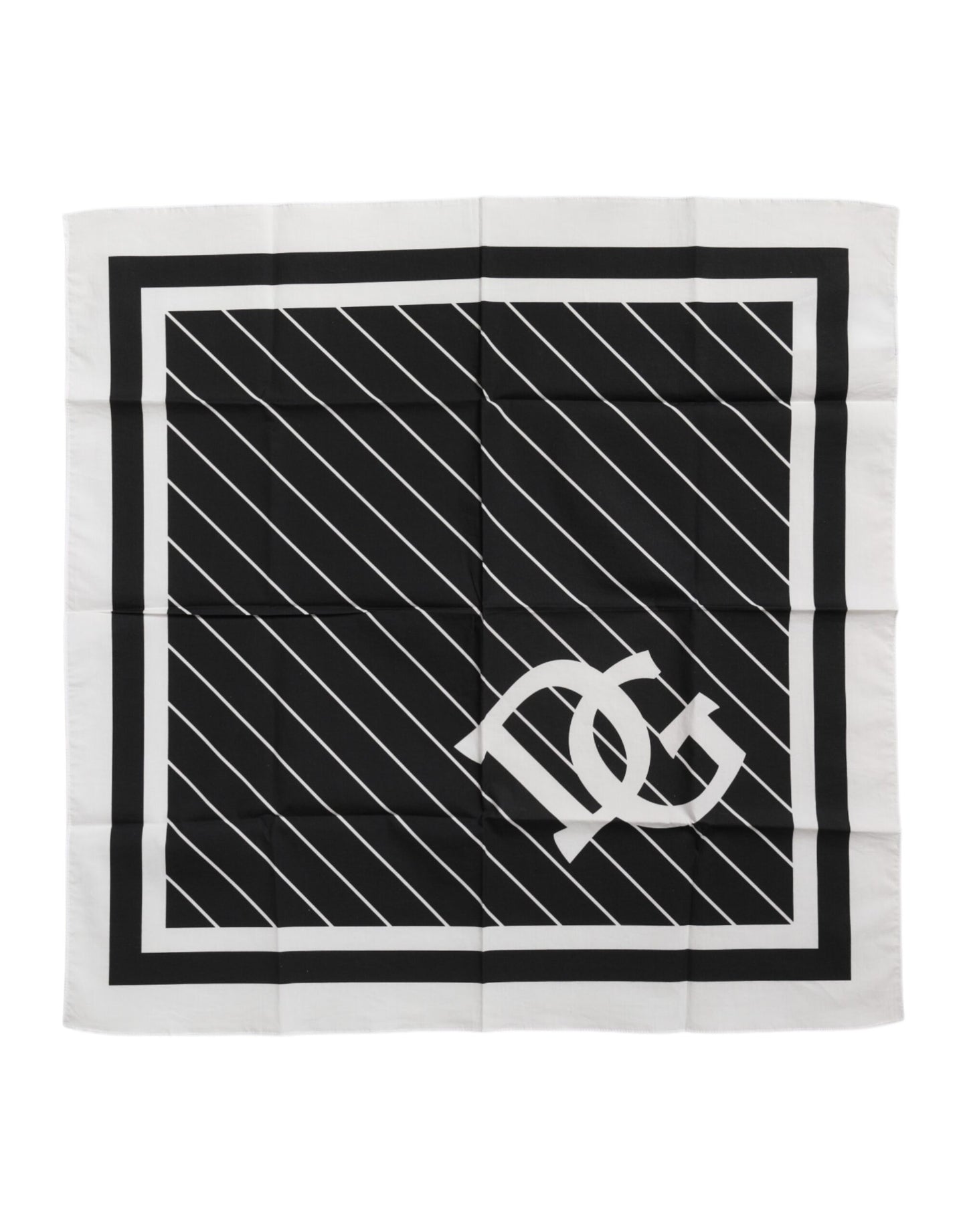 Dolce &amp; Gabbana Black White DG Logo Square Men Foulard Scarf