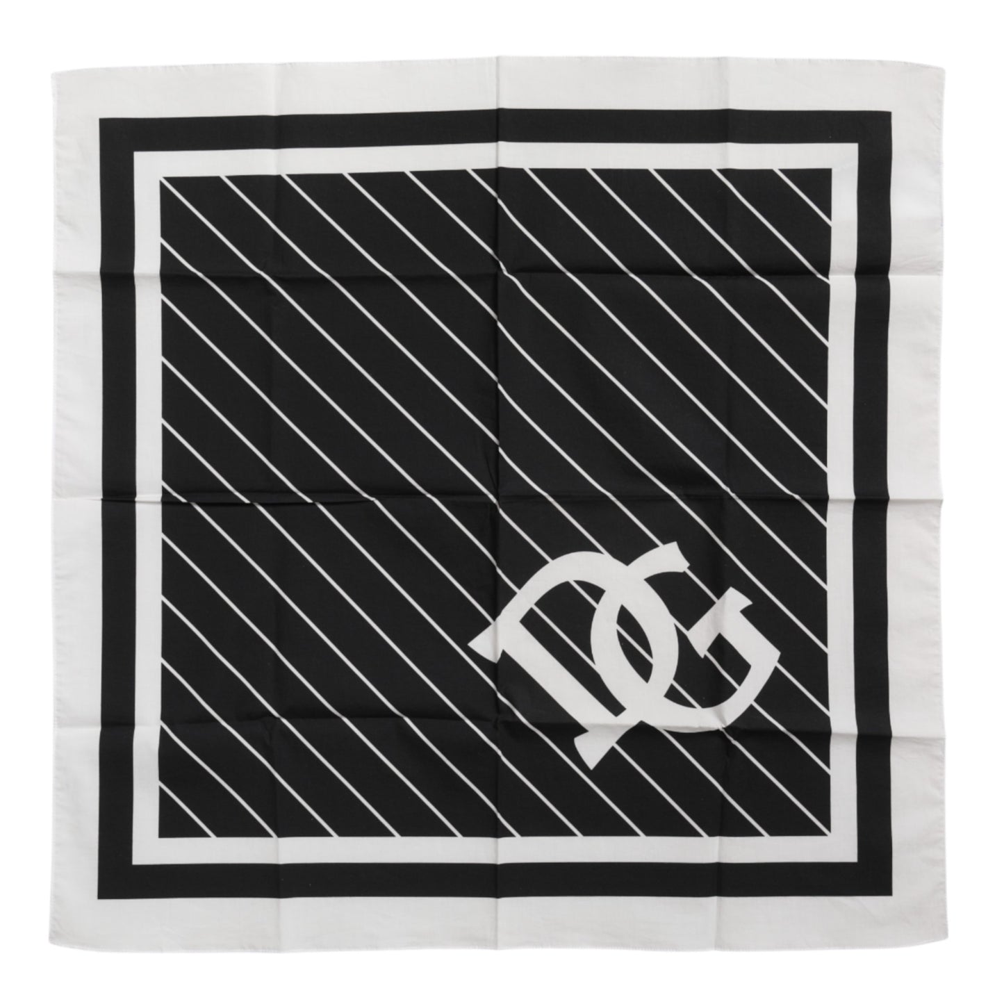 Dolce &amp; Gabbana Black White DG Logo Square Men Foulard Scarf