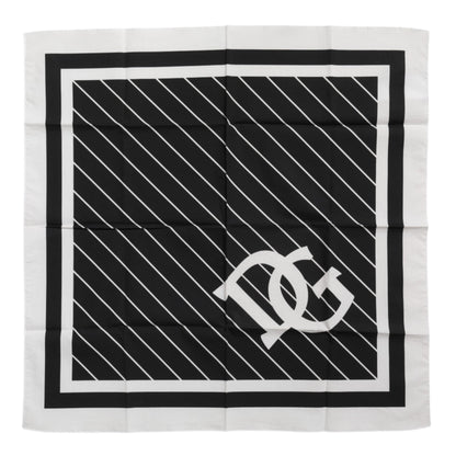 Dolce &amp; Gabbana Black White DG Logo Square Men Foulard Scarf