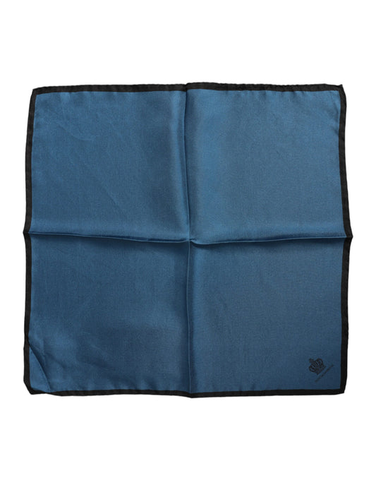 Dolce &amp; Gabbana Blue DG Crown Silk Square Men Foulard Scarf