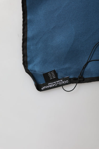 Dolce &amp; Gabbana Blue DG Crown Silk Square Men Foulard Scarf