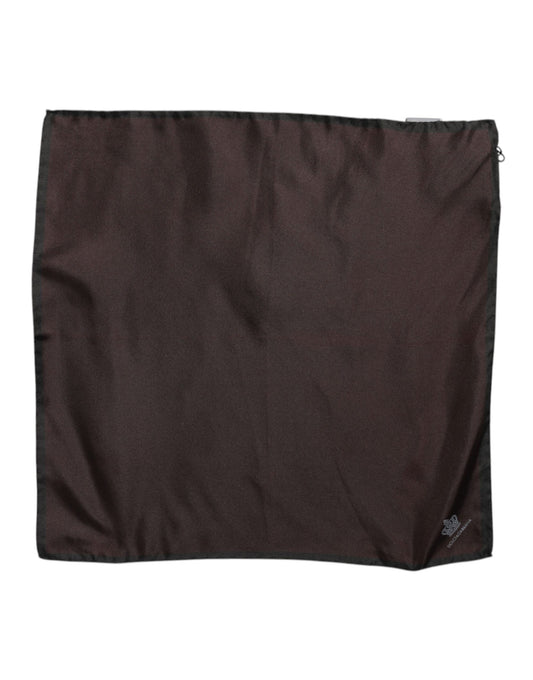 Dolce &amp; Gabbana Brown DG Crown Silk Square Men Foulard Scarf
