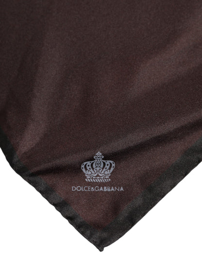 Dolce &amp; Gabbana Brown DG Crown Silk Square Men Foulard Scarf