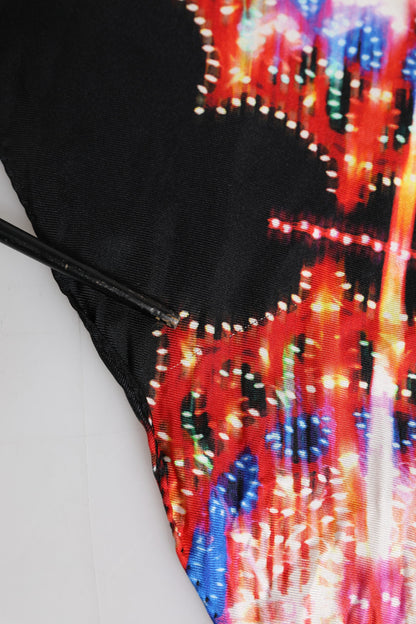 Dolce &amp; Gabbana Black Multicolor Print Square Foulard Scarf