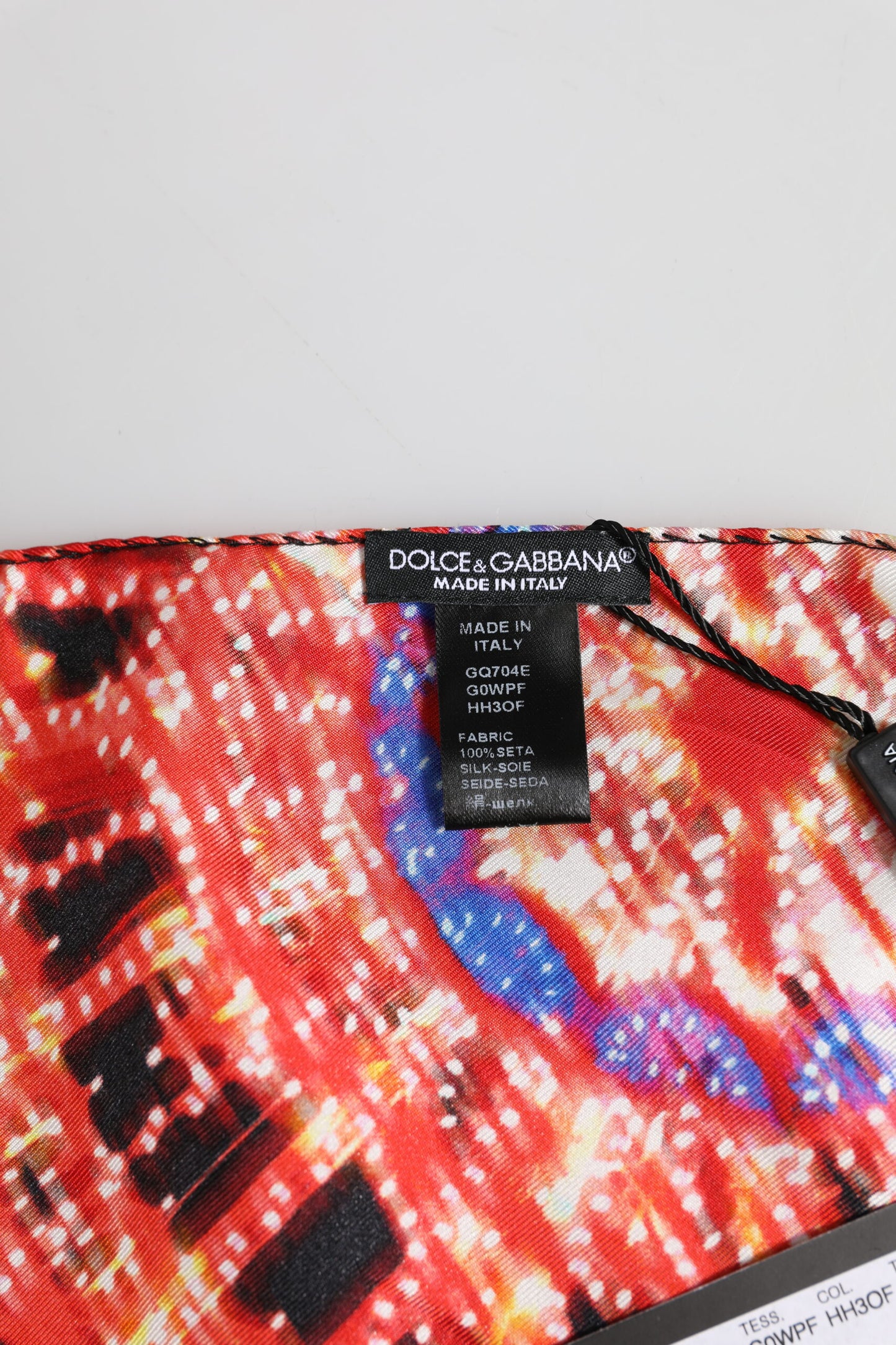 Dolce &amp; Gabbana Black Multicolor Print Square Foulard Scarf