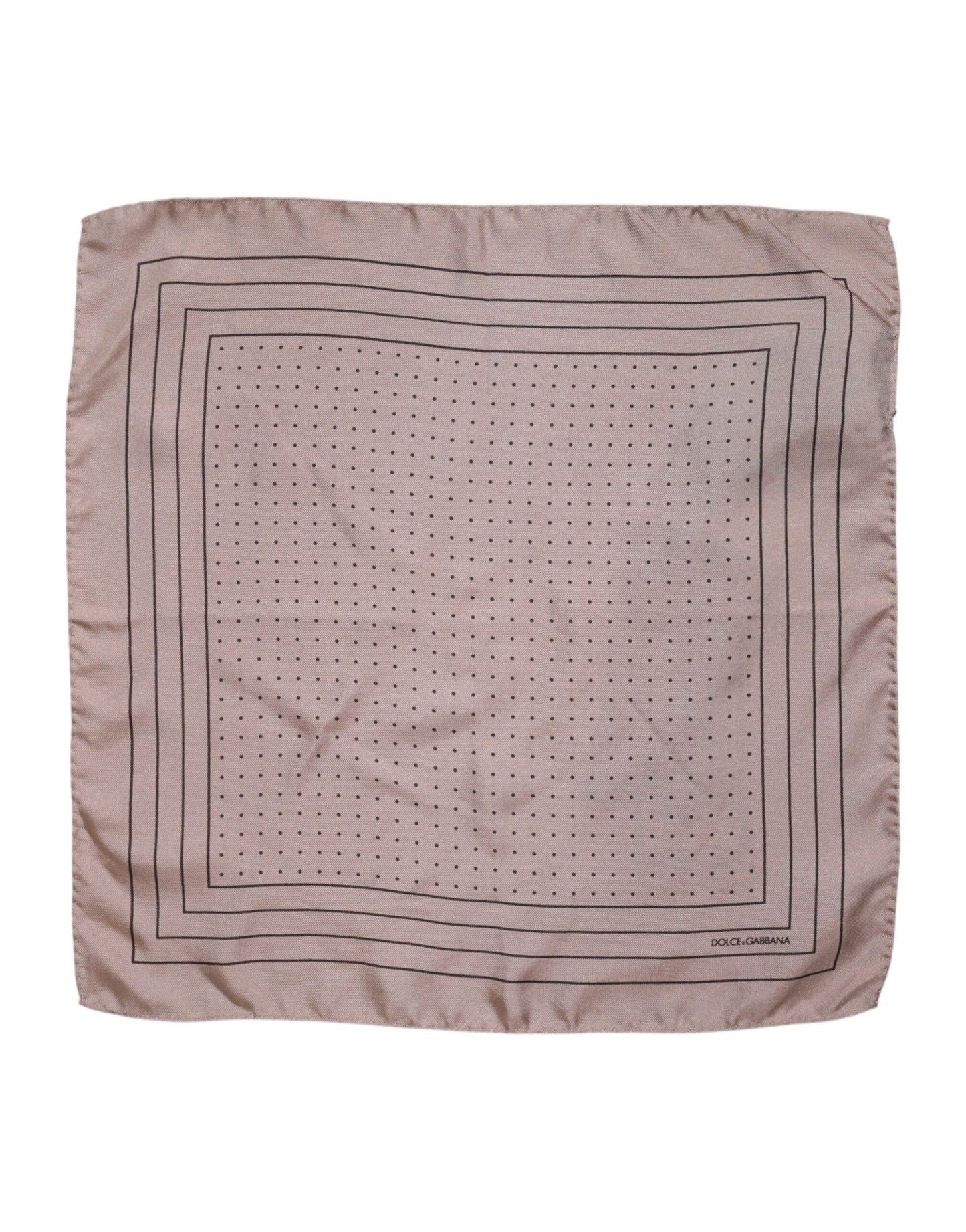 Dolce &amp; Gabbana Beige Dotted Silk Square Men Foulard Scarf