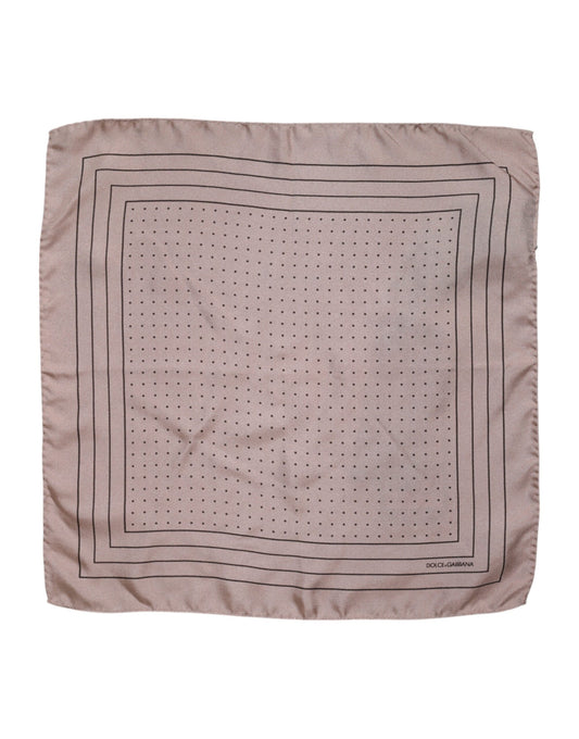 Dolce &amp; Gabbana Beige Dotted Silk Square Men Foulard Scarf