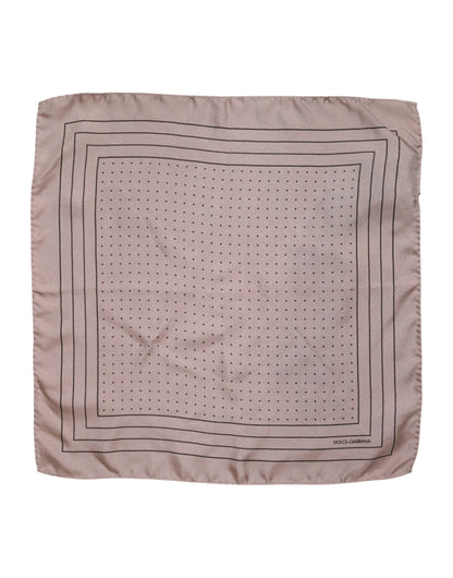 Dolce &amp; Gabbana Beige Dotted Silk Square Men Foulard Scarf