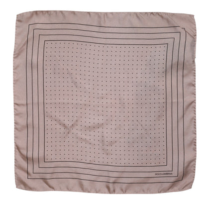 Dolce &amp; Gabbana Beige Dotted Silk Square Men Foulard Scarf