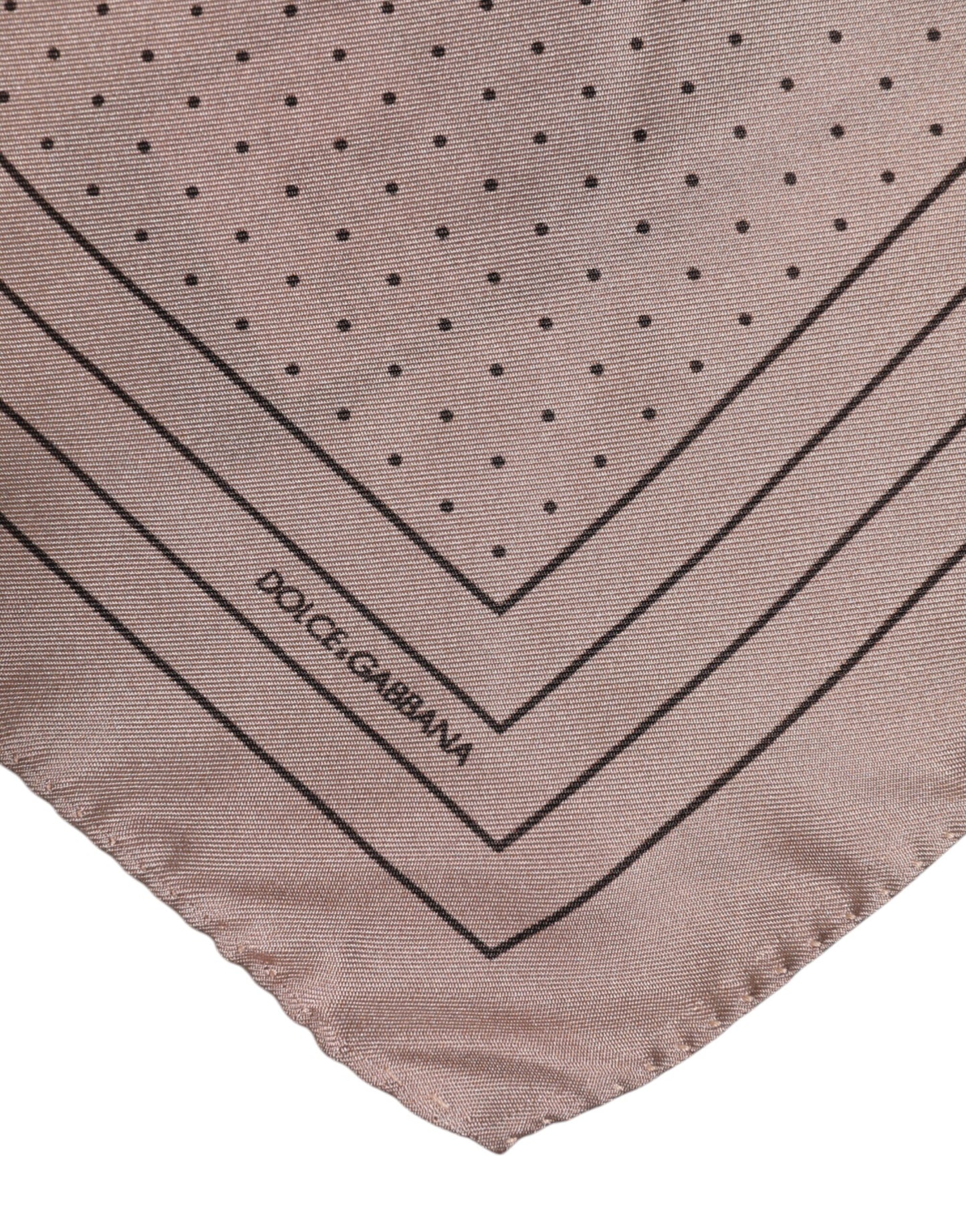 Dolce &amp; Gabbana Beige Dotted Silk Square Men Foulard Scarf