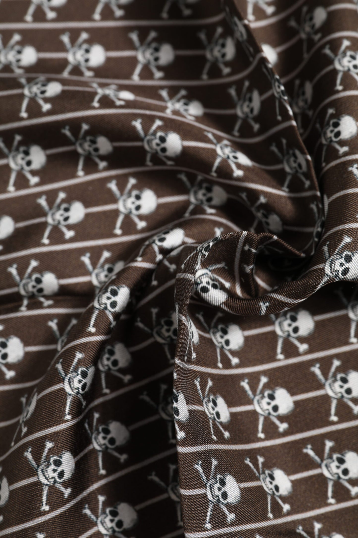Dolce &amp; Gabbana Brown Skull Silk Square Men Foulard Scarf