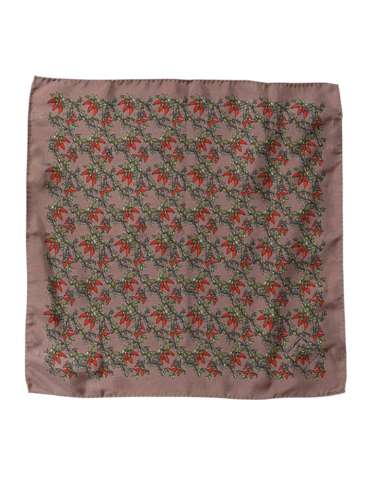 Dolce &amp; Gabbana Brown Chili Print Silk Square Foulard Scarf