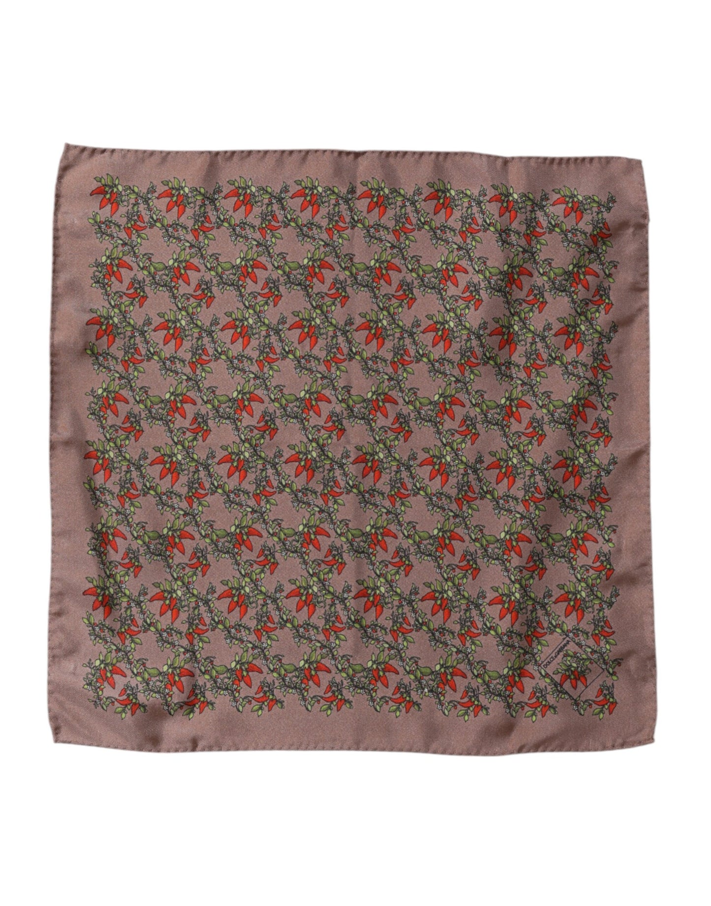 Dolce &amp; Gabbana Brown Chilis Silk Square Men Foulard Scarf