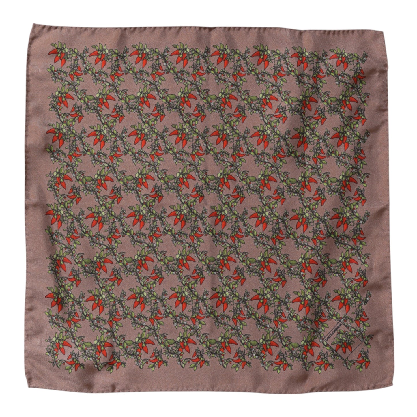 Dolce &amp; Gabbana Brown Chilis Silk Square Men Foulard Scarf
