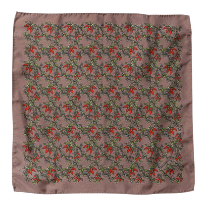 Dolce &amp; Gabbana Brown Chilis Silk Square Men Foulard Scarf