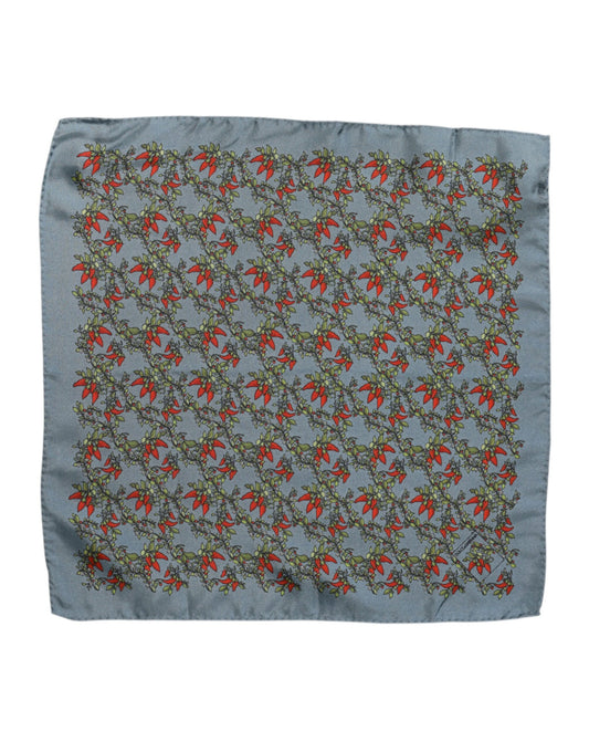 Dolce &amp; Gabbana Gray Chilis Silk Square Men Foulard Scarf