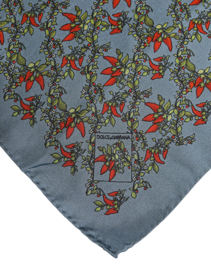 Dolce &amp; Gabbana Gray Chilis Silk Square Men Foulard Scarf
