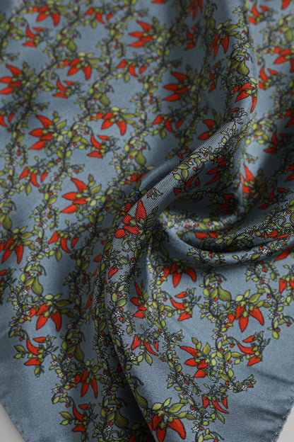 Dolce &amp; Gabbana Gray Chilis Silk Square Men Foulard Scarf