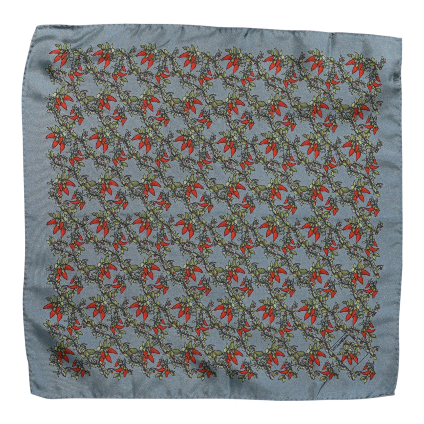 Dolce &amp; Gabbana Gray Chilis Silk Square Men Foulard Scarf