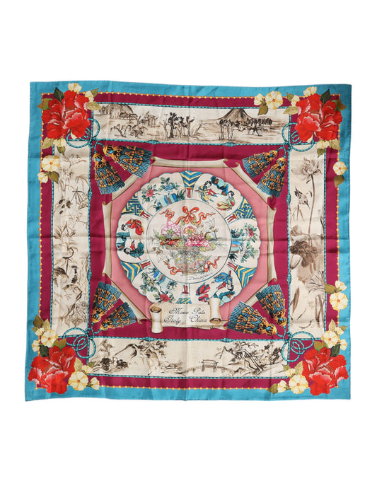 Dolce &amp; Gabbana Multicolor Floral Print Square Foulard Scarf