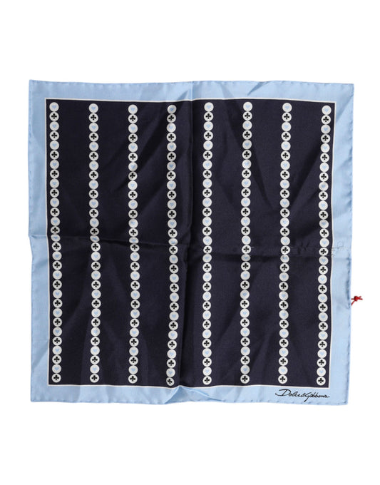 Dolce &amp; Gabbana Blue Printed Silk Square Men Foulard Scarf