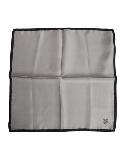 Dolce &amp; Gabbana Gray DG Crown Silk Square Men Foulard Scarf